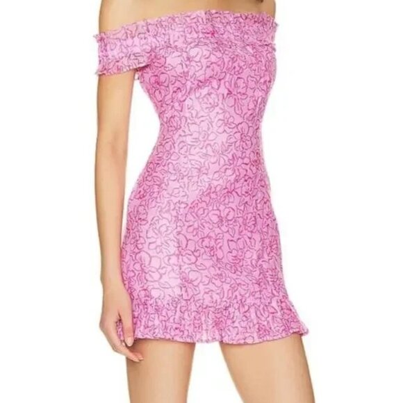 Lovers + Friends Bosworth Mini Dress Pink Floral M NWT - Picture 3 of 11